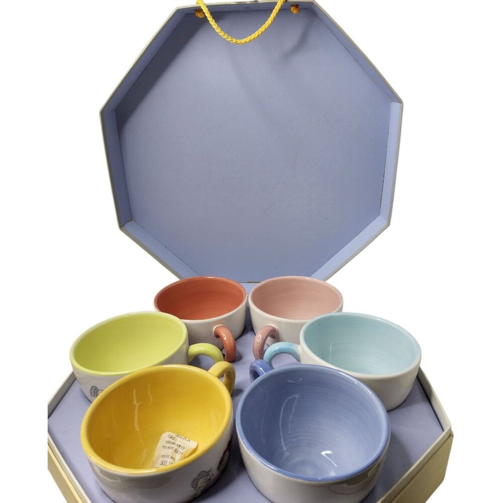 Vintage Tabletops Gallery Unlimited 6 PC Short Latte Stoneware Mug Gift Set in H